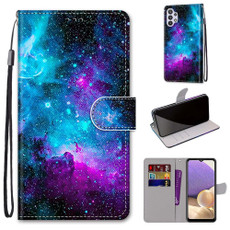 For Samsung Galaxy A32 5G Coloured Drawing Cross Texture Horizontal Flip PU Leather Case with Holder & Card Slots & Wallet & Lanyard(Purple Green Starry Sky) For Samsung Galaxy A32 5G Coloured Drawing Cross Texture Horizontal Flip PU Leather Case with Holder & Card Slots & Wallet & Lanyard(Purple Green Starry Sky)