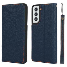 For Samsung Galaxy S21 5G Litchi Genuine Leather Phone Case(Dark Blue) For Samsung Galaxy S21 5G Litchi Genuine Leather Phone Case(Dark Blue)