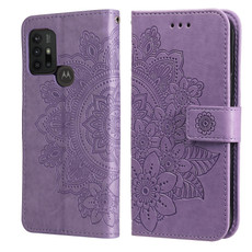 7-petal Flowers Embossing Pattern Horizontal Flip PU Leather Case with Holder & Card Slots & Wallet & Photo Frame For Motorola Moto G30 / G10 / G10 Power / G20(Light Purple)