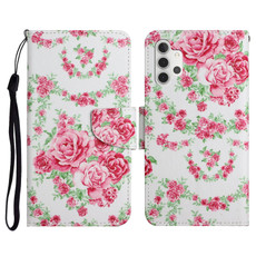 For Samsung Galaxy A32 5G Painted Pattern Horizontal Flip Leather Case with Holder & Card Slot & Wallet(Rose Flower)