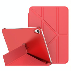 For iPad mini 6 Double-sided Matte Translucent PC Deformation Tablet Leather Case with Holder & Sleep / Wake-up Function(Red)