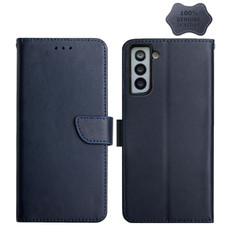 For Samsung Galaxy S21 5G Genuine Leather Fingerprint-proof Horizontal Flip Phone Case(Blue) For Samsung Galaxy S21 5G Genuine Leather Fingerprint-proof Horizontal Flip Phone Case(Blue)