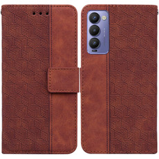 For Tecno Camon 18 / 18P Geometric Embossed Leather Phone Case(Brown)