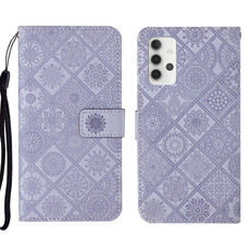 For Samsung Galaxy A32 5G Ethnic Style Embossed Pattern Leather Phone Case(Purple)