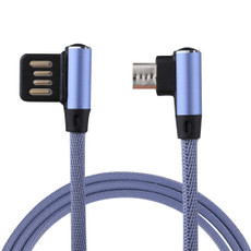 1m 2.4A Output USB to Micro USB Double Elbow Design Nylon Weave Style Data Sync Charging Cable, For Samsung, Huawei, Xiaomi, HTC, LG, Sony, Lenovo and other Smartphones(Blue)