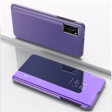 For Huawei Y6P/Honor 9A Plated Mirror Horizontal Flip Leather Case with Holder(Purple Blue)