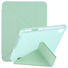 For iPad mini 6 TPU Transparent Horizontal Deformation Flip Leather Tablet Case with Holder & Pen Slot(Green)