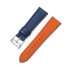For Huawe Watch GT Runner 22mm Contrast Pin Buckle Leather Watch Band(Blue+Orange)