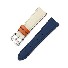 For Huawe Watch GT Runner 22mm Contrast Pin Buckle Leather Watch Band(White+Blue)