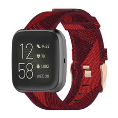 23mm Stripe Weave Nylon Wrist Strap Watch Band for Fitbit Versa 2, Fitbit Versa, Fitbit Versa Lite, Fitbit Blaze(Red)