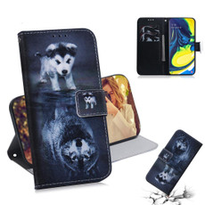 Painting Pattern Coloured Drawing Horizontal Flip Leather Case with Holder & Card Slots & Wallet for Galaxy M40 / A60(Wolf And Dog)