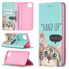 For Huawei Y5p Colored Drawing Pattern Invisible Magnetic Horizontal Flip PU Leather Case with Holder & Card Slots & Wallet(Cat)