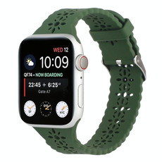 Hollow Out Silicone Watch Band For Apple Watch Series 9&8&7 41mm / SE 3&SE 2&6&SE&5&4 40mm / 3&2&1 38mm(Olive Green)