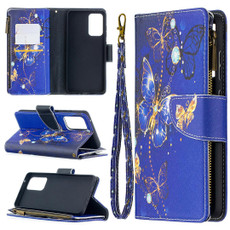 For Samsung Galaxy A52 5G / 4G Colored Drawing Pattern Zipper Horizontal Flip Leather Case with Holder & Card Slots & Wallet(Purple Butterfly)