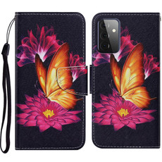 For Samsung Galaxy A72 5G / 4G Coloured Drawing Pattern Horizontal Flip PU Leather Case with Holder & Card Slots & Wallet & Lanyard(Big Golden Butterfly)