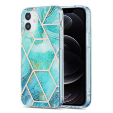 For iPhone 12 / 12 Pro 3D Electroplating Marble Pattern TPU Protective Case(Green)