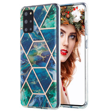 For Samsung Galaxy S20 Plus 3D Electroplating Marble Pattern TPU Protective Case(Blue Green)