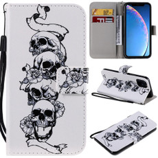 For iPhone 11 Pro Painted Pattern Horizontal Flip Leather Case, with Wallet & Holder & Card Slots & Lanyard(Skull)