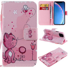 For iPhone 11 Pro Painted Pattern Horizontal Flip Leather Case, with Wallet & Holder & Card Slots & Lanyard(Cat and Bee)