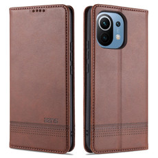 For Xiaomi Mi 11 AZNS Magnetic Calf Texture Horizontal Flip Leather Case with Card Slots & Holder & Wallet(Dark Brown) For Xiaomi Mi 11 AZNS Magnetic Calf Texture Horizontal Flip Leather Case with Card Slots & Holder & Wallet(Dark Brown)