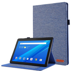 For Lenovo Tab M10 Horizontal Flip TPU + Fabric PU Leather Protective Case with Name Card Clip(Dark Blue)
