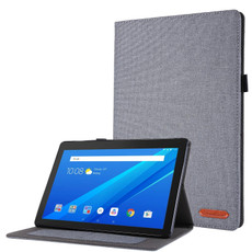 For Lenovo Tab M10 Horizontal Flip TPU + Fabric PU Leather Protective Case with Name Card Clip(Grey)