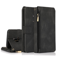 For Samsung Galaxy S9 Skin-feel Crazy Horse Texture Zipper Wallet Bag Horizontal Flip Leather Case with Holder & Card Slots & Wallet & Lanyard(Black)