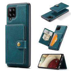 For Samsung Galaxy A12 5G JEEHOOD Retro Magnetic Detachable Protective Case with Wallet & Card Slot & Holder(Blue)