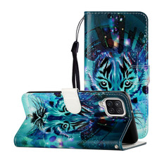 For Samsung Galaxy A12 Oil Embossed Coloured Drawing Pattern Horizontal Flip PU Leather Case with Holder & Card Slots & Wallet(Wolf)