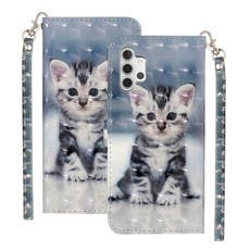 For Samsung Galaxy A32 5G 3D Pattern Horizontal Flip PU Leather Case with Holder & Card Slots & Wallet(Cat)