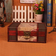 Desktop Book Finishing Retro Box Wooden Jewelry Storage Box With Lock, Size: 23cmx16cmx9.5cm(Stamp With Lock)