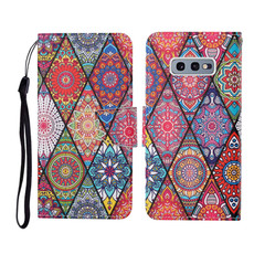 For Samsung Galaxy S10e Colored Drawing Pattern Horizontal Flip Leather Case with Holder & Card Slots & Wallet & Lanyard(Rhombus Totem)
