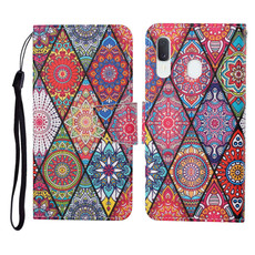 For Samsung Galaxy A40 Colored Drawing Pattern Horizontal Flip Leather Case with Holder & Card Slots & Wallet & Lanyard(Rhombus Totem)