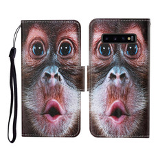 For Samsung Galaxy S10 Colored Drawing Pattern Horizontal Flip Leather Case with Holder & Card Slots & Wallet & Lanyard(Orangutan)