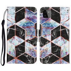 For Samsung Galaxy A22 5G Coloured Drawing Pattern Horizontal Flip PU Leather Case with Holder & Card Slots & Wallet & Lanyard(Black Marble)