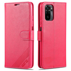 For Xiaomi Redmi Note 10 4G AZNS Sheepskin Texture Horizontal Flip Leather Case with Holder & Card Slots & Wallet(Red)