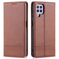 For Samsung Galaxy A22 4G AZNS Magnetic Calf Texture Horizontal Flip Leather Case with Card Slots & Holder & Wallet(Dark Brown)