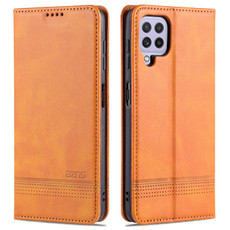 For Samsung Galaxy A22 4G AZNS Magnetic Calf Texture Horizontal Flip Leather Case with Card Slots & Holder & Wallet(Light Brown)