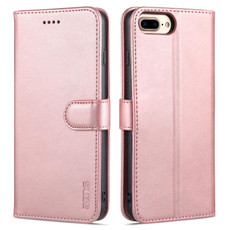 AZNS Skin Feel Calf Texture Horizontal Flip Leather Case with Card Slots & Holder & Wallet For iPhone 7 Plus / 8 Plus(Rose Gold)