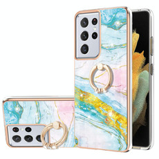 For Samsung Galaxy S21 Ultra 5G Electroplating Marble Pattern IMD TPU Shockproof Case with Ring Holder(Green 004) For Samsung Galaxy S21 Ultra 5G Electroplating Marble Pattern IMD TPU Shockproof Case with Ring Holder(Green 004)