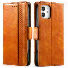 For iPhone 11 CaseNeo Business Splicing Dual Magnetic Buckle Horizontal Flip PU Leather Case with Holder & Card Slots & Wallet (Yellow)