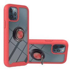 For iPhone 11 Pro Max Starry Sky Solid Color Series Shockproof PC + TPU Protective Case with Ring Holder & Magnetic Function (Red)