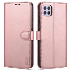 For Samsung Galaxy A22 5G AZNS Skin Feel Calf Texture Horizontal Flip Leather Case with Card Slots & Holder & Wallet(Rose Gold)