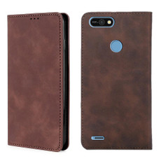 For Tecno Pop 2 / Pop 2 F / Pop 2 Pro / Pop 2 Power / Itel P13 B1F Skin Feel Magnetic Horizontal Flip Leather Case with Holder & Card Slots(Dark Brown)