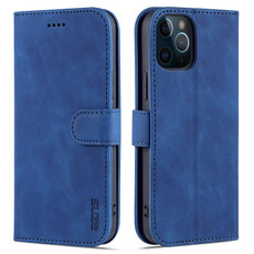 For iPhone 12 Pro AZNS Skin Feel Calf Texture Horizontal Flip Leather Case with Card Slots & Holder & Wallet(Blue)