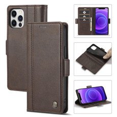 For iPhone 12 mini LC.IMEEKE Magnetic Buckle PU + TPU Horizontal Flip Leather Case with Holder & Card Slots & Wallet (Coffee)