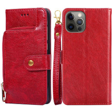 For iPhone 12 Pro Max Zipper Bag PU + TPU Horizontal Flip Leather Case with Holder & Card Slot & Wallet & Lanyard(Red)