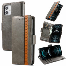 For iPhone 13 CaseNeo Business Splicing Dual Magnetic Buckle Horizontal Flip PU Leather Case with Holder & Card Slots & Wallet(Grey)