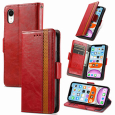 For iPhone XR CaseNeo Business Splicing Dual Magnetic Buckle Horizontal Flip PU Leather Case with Holder & Card Slots & Wallet(Red)