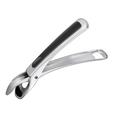 Kitchen 304 Stainless Steel Inlaid Rubber Non-Slip Anti-Scald Dish Holder And Tray Lifter(Black)